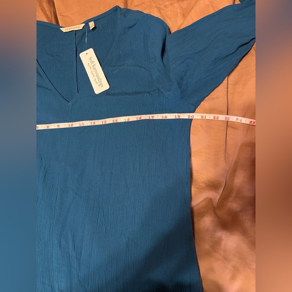 Soft‎ Surroundings Teal Boho Peasant Dress Women’s Small Flowy Rayon Tiered Hem - Picture 6 of 7